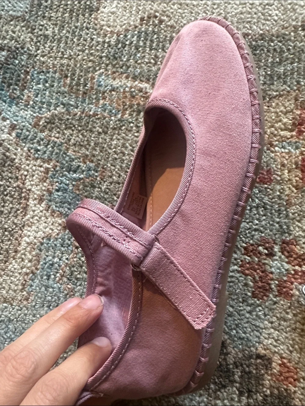 Zara Dusty Pink Mary Jane Canvas Flats | EU 33 | Girls